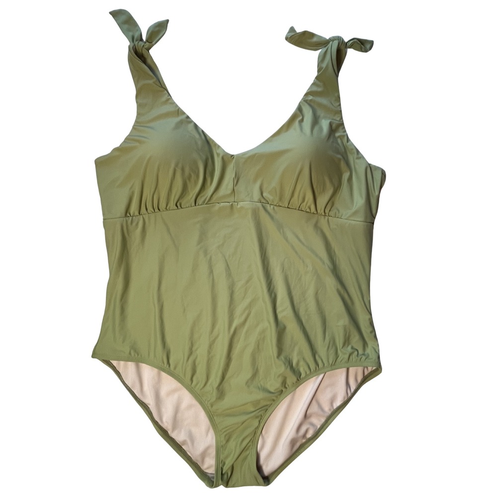 NWT Sage Green Swimsuit Plus Size 3X Tie Strap Bathing Suit Beachy Resort Summer